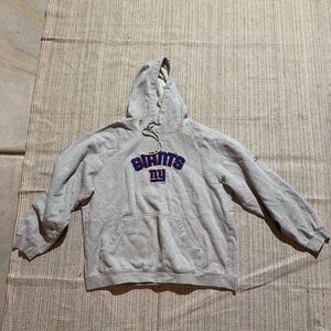 NFL X REEBOK Men's Heather Gray New York Giants Logo Pullover Hoodie Size L